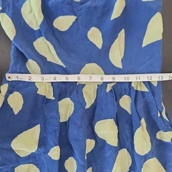 Anthropologie Maple 100% Silk Blue and Green Leaf Print Women's Dress 4 Flaw - Picture 11 of 14